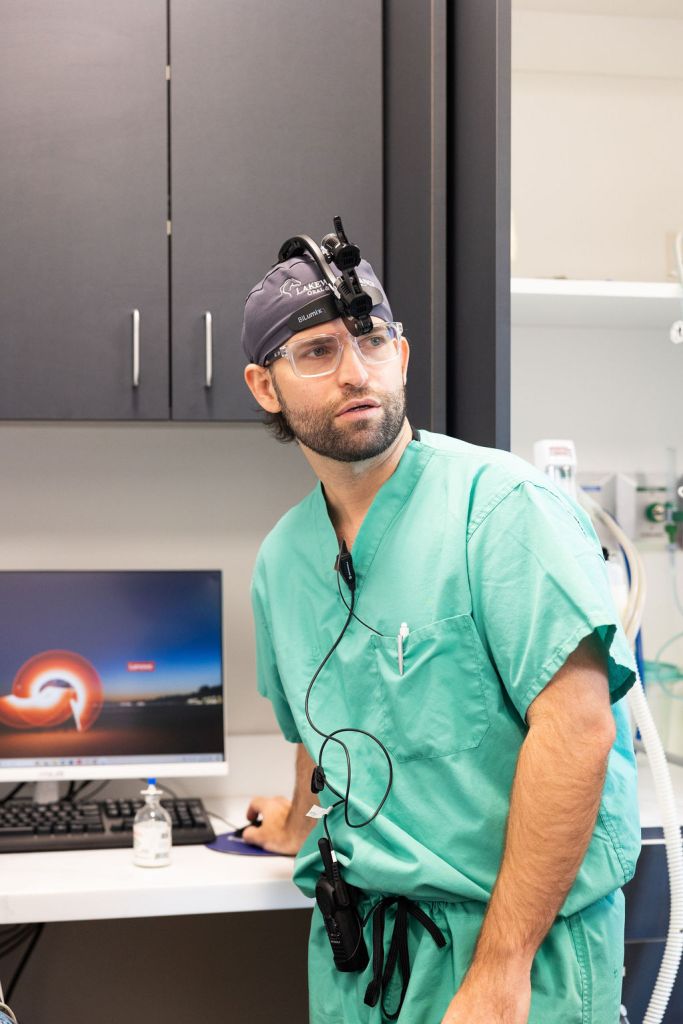 Dr. Lyman working